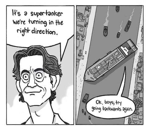 David Squires cartoon on Thomas Frank and Tottenham Hotspur, panel 1