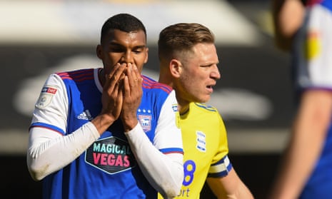 Ipswich’s Collin Quaner crestfallen during his side’s draw against Birmingham.