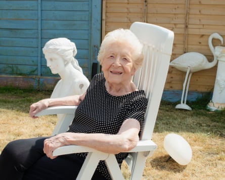 Margaret Heggett sitting in a garden chair