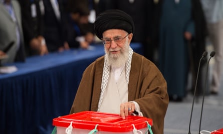The supreme leader casts his vote first thing on Friday