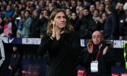 A warm welcome for Filipe Luís on a visit to Atlético Madrid last January. He had left the club at the end of the previous season.
