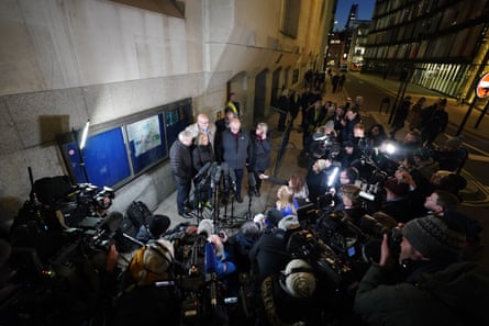 Dunn’s family outside the Old Bailey in London in 2022, after Anne Sacoolas was sentenced.