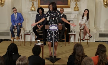 First lady: Michelle Obama hosts the cast of Hamilton at the White House.