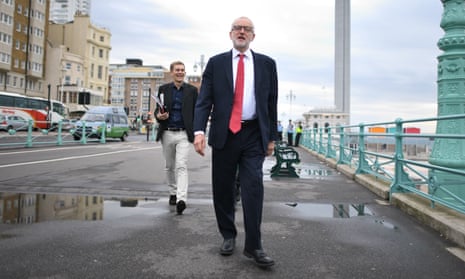 Seumas Milne and Jeremy Corbyn in Brighton