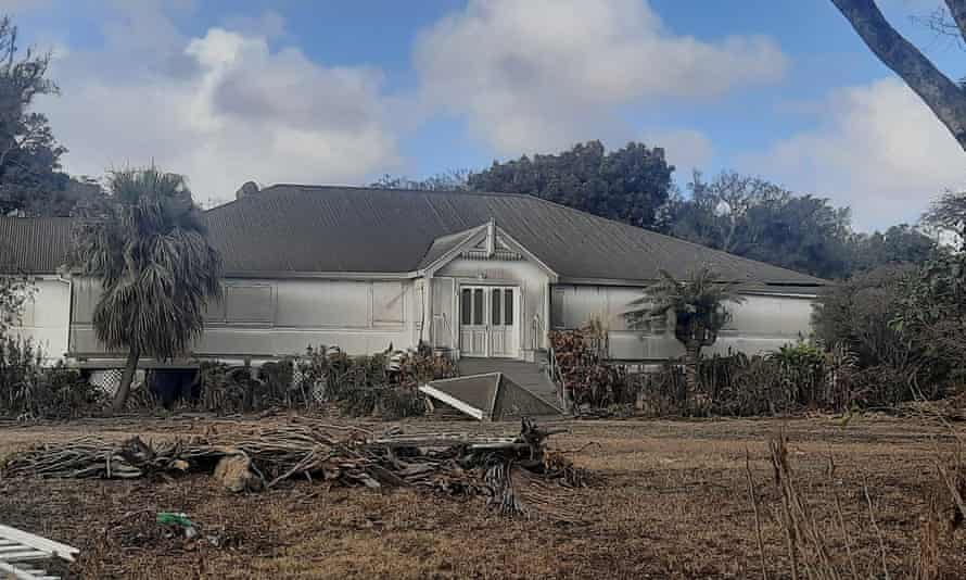 A general view of damaged buildings in Tongatapu, Tonga.