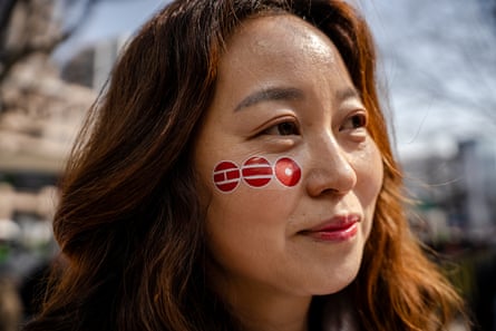 Yu Hye-sun with stickers on her face