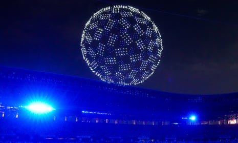 A drone display during the opening ceremony of the Tokyo Olympic Games in July