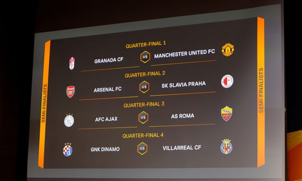 The draw means Arsenal could face a semi-final against Villarreal, where their former manager Unai Emery is in charge.