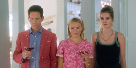 Glenn Howerton as Ethan, Milly Alcock as Simone and Meghann Fahy as Devon in Sirens.