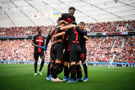 Leverkusen players celebrate