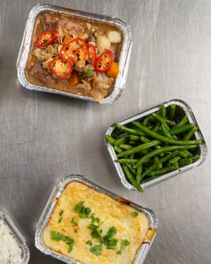 Medleys’ cheesy cottage pie, green beans and chicken curry