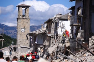 The 13th-century bell tower in Amatrice