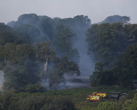 Smoke rises from a heathland blaze