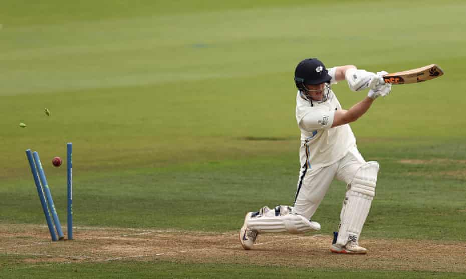 Dom Bess is bowled by Keith Barker during Hampshire’s draw with Yorkshire.