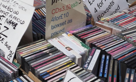 CDs for sale on a stall.