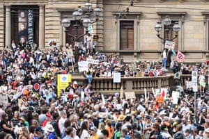 Protesters during the Climate rally in Melbourne.