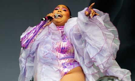 Lizzo performing at the 2019 Glastonbury festival