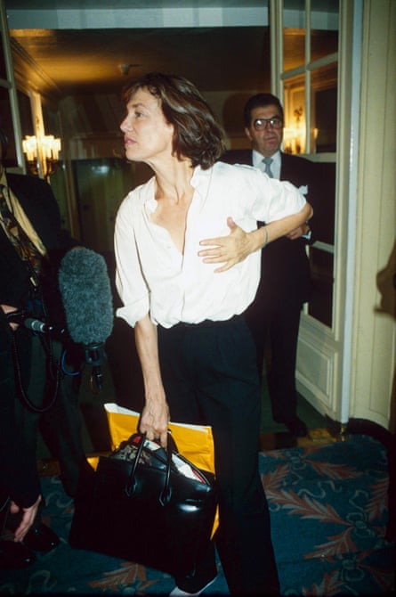 Jane Birkin with her bag at a party in London in 1994.