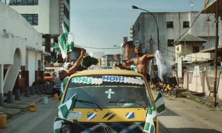 A still showing fans celebrating in the Super Eagles 96 documentary.