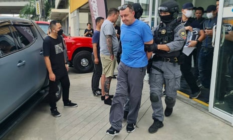 Richard Wakeling, from Brentwood, Essex, being arrested in Bangkok on Friday