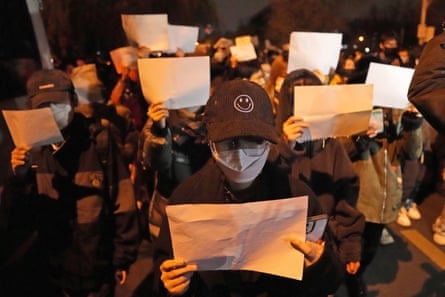A ‘blank paper’ protest against state censorship in Beijing in 2022.