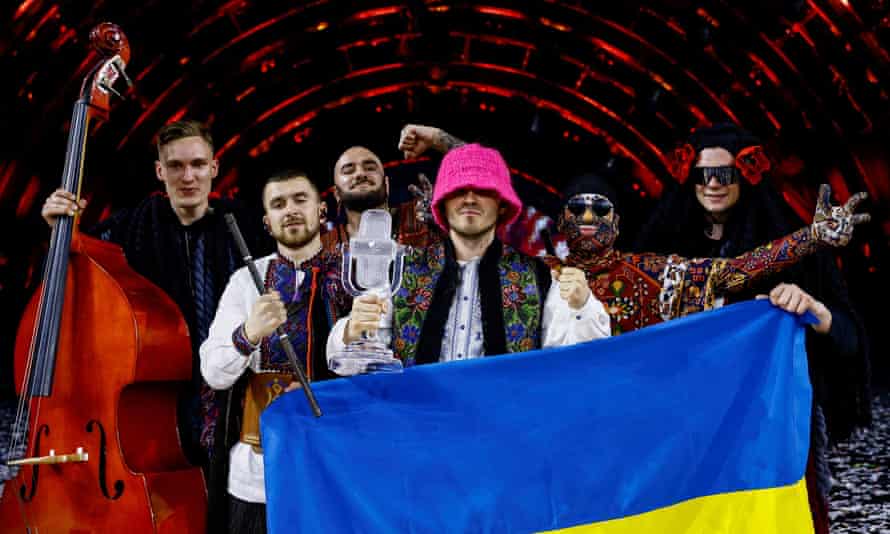 Kalush Orchestra from Ukraine winning the 2022 Eurovision song contest.