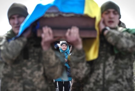 A funeral ceremony for a Ukrainian soldier in Odesa, Ukraine, in March 2022.