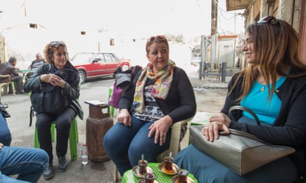 Director Maysoon Pachachi, production designer Raya Asee and co-writer Irada al-Jabbouri on a break during location scouting in Baghdad.