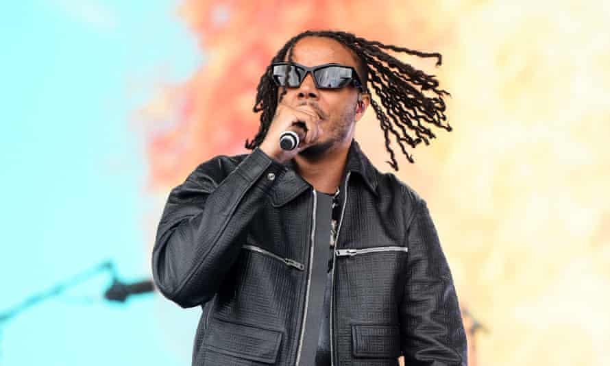 AJ Tracey on the Pyramid stage.
