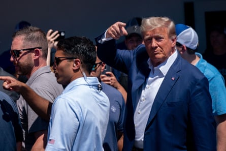Former president and 2024 presidential hopeful Donald Trump attends the Iowa State Fair in Des Moines.