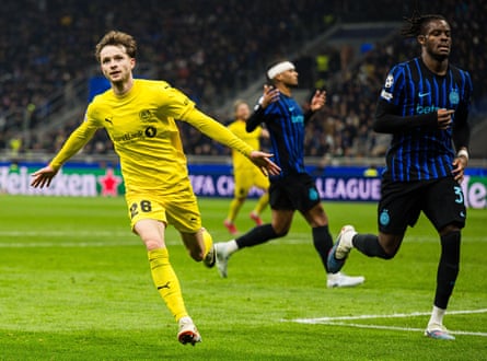 Håkon Evjen wheels away after making it 2-0 during Tuesday’s second leg