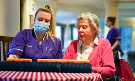 Care home worker and resident