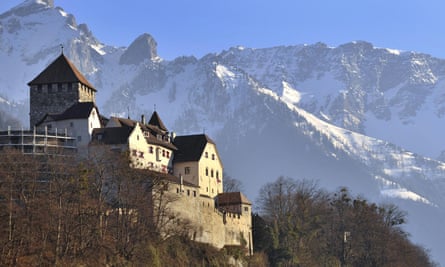 Home of the Princely House of Liechtenstein, The Castel of Vaduz (UP L) is pictured on February 19, 2008 above Liechtenstein’s capital Vaduz. Crown Prince Alois today accused Germany of undermining the principality’s sovereignty and breaking the law by paying between four and five million euros for information on alleged German fraudsters to a mysterious informer who officials in Leichtenstein say stole the data in 2002. AFP PHOTO / Fabrice Coffrini (Photo credit should read FABRICE COFFRINI/AFP/Getty Images)
