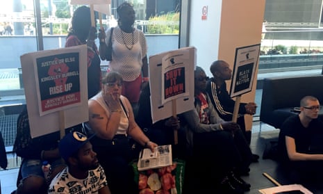 Black Lives Matter protesters occupy the lobby of the CPS after rally in front of Birmingham Cathedral.