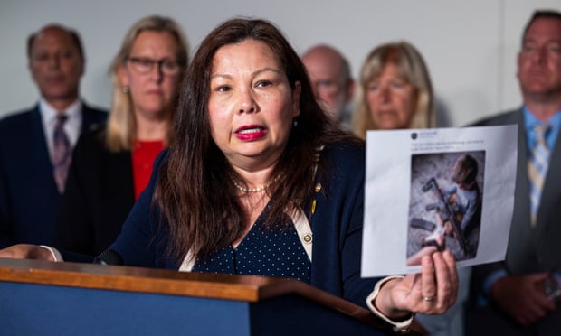 Senator Tammy Duckworth speaks after a judiciary committee hearing on civilian access to military-style assault weapons on 20 July. 