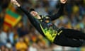 Steve Smith leaps over the boundary ropes during Australia’s T20 international with Sri Lanka