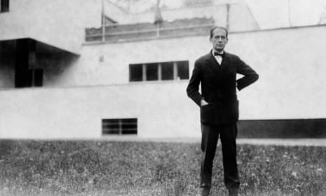 Walter Gropius, in front of a house designed by him, in 1927