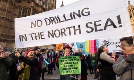 Climate protesters in London last week calling for an end to extraction of oil and gas from the North Sea