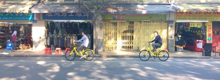 Making cycling cool again … share bikes in Guangzhou.