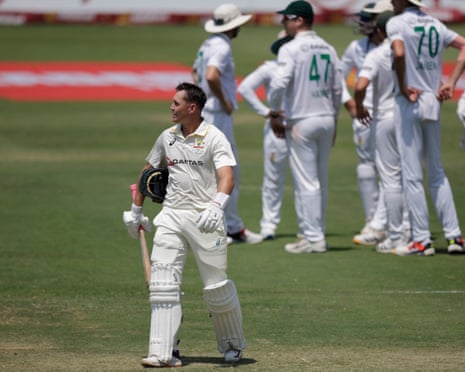 Australia batter Marnus Labuschagne walks back to the pavilion after being dismissed during the Test series in South Africa
