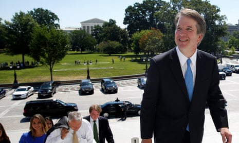 Donald Trump’s supreme court nominee Judge Brett Kavanaugh arrives at the US Capitol in Washington on Tuesday.