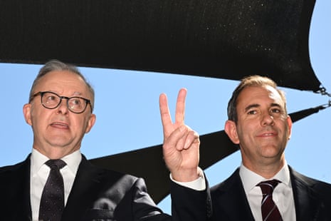 Anthony Albanese and Jim Chalmers in Brisbane.