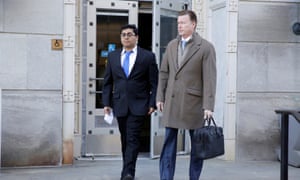 Former Rutgers University student Paras Jha, one of the accused, leaves a US courthouse after his hearing in Trenton, New Jersey.