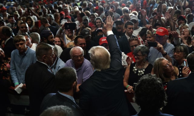 Donald Trump greets the crowd in Altoona, Pennsylvania.