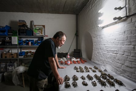 Detail … the artist at work in his Berlin studio.