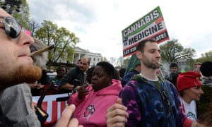 Advocates for the legalization of marijuana light up in front of the White House during a demonstration last week.