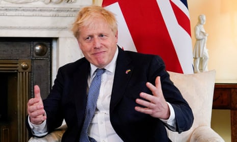 Boris Johnson in 20 Downing Street during a meeting with the prime minister of Estonia.