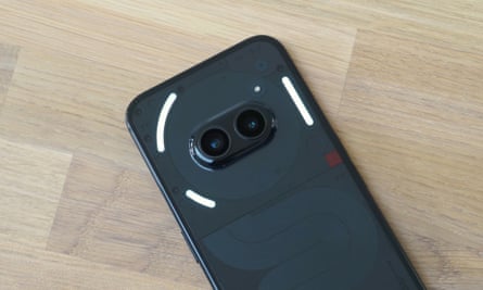 The rear LEDs on the back of the Nothing Phone 2a.
