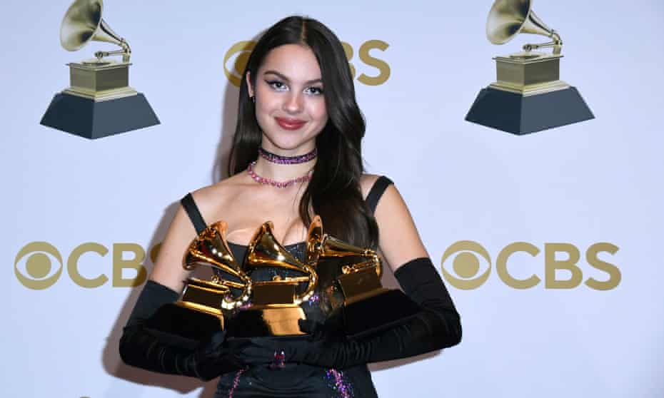 Olivia Rodrigo at the 64th annual Grammy awards. 