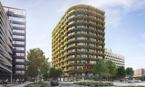 The planned 12-storey office building in Salford clad with living walls